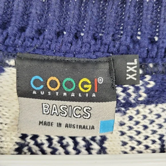 Coogi Australia Basics Navy Blue Cream 3D Textured Knit Sweater Beanie Set XXL - Picture 6 of 15